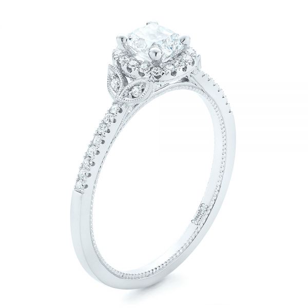 Custom Diamond Halo Engagement Ring - Image