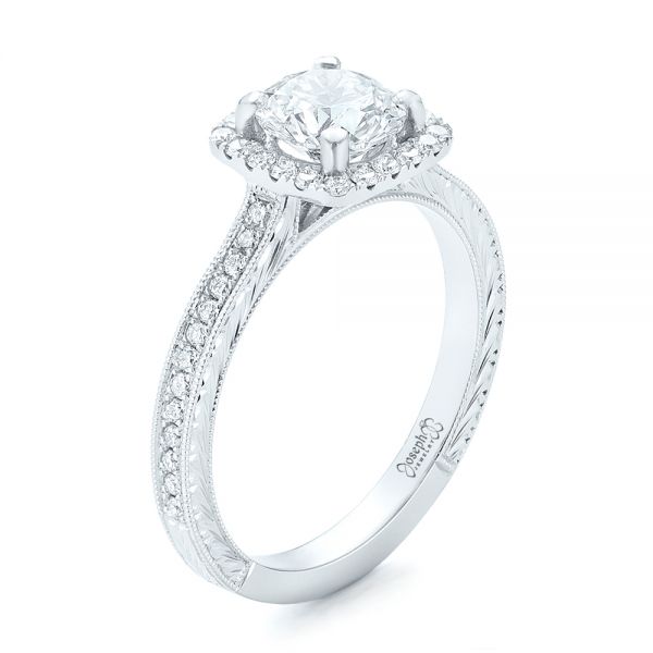 Custom Diamond Halo Engagement Ring - Image