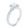 18k White Gold Custom Diamond Halo Engagement Ring - Three-Quarter View -  102422 - Thumbnail