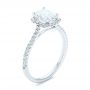  Platinum Custom Diamond Halo Engagement Ring - Three-Quarter View -  102434 - Thumbnail