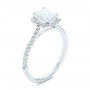  Platinum Custom Diamond Halo Engagement Ring - Three-Quarter View -  102434 - Thumbnail