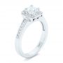 18k White Gold 18k White Gold Custom Diamond Halo Engagement Ring - Three-Quarter View -  102437 - Thumbnail
