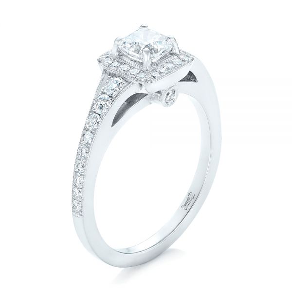 Custom Diamond Halo Engagement Ring - Image