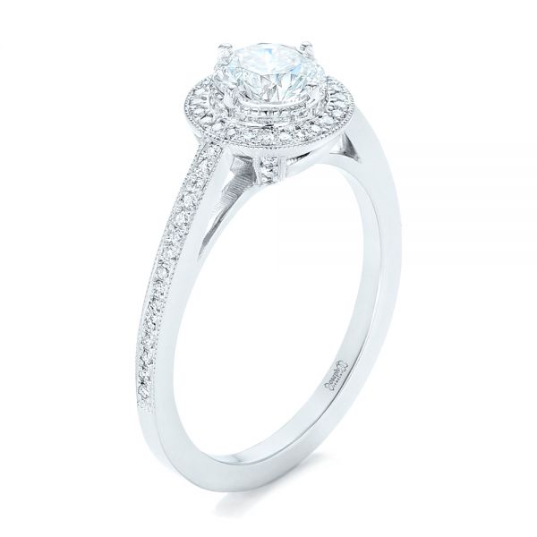 Custom Diamond Halo Engagement Ring - Image