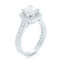 18k White Gold 18k White Gold Custom Diamond Halo Engagement Ring - Three-Quarter View -  102882 - Thumbnail