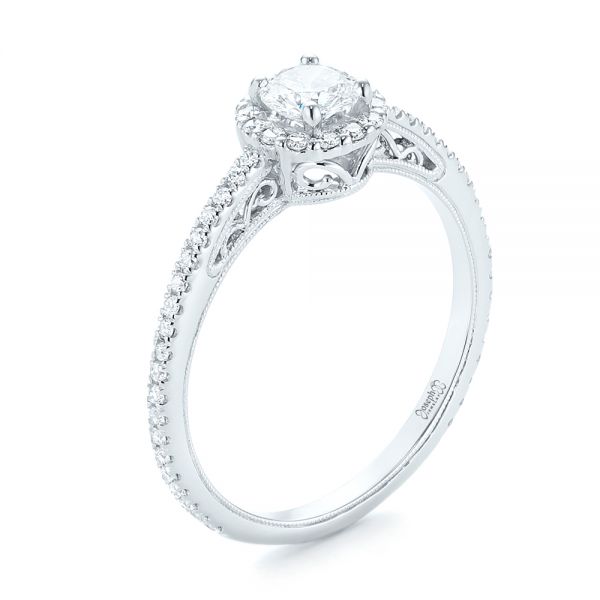 Custom Diamond Halo Engagement Ring - Image