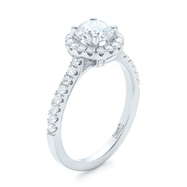 Custom Diamond Halo Engagement Ring - Image