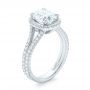  Platinum Custom Diamond Halo Engagement Ring - Three-Quarter View -  103353 - Thumbnail