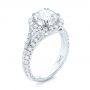18k White Gold 18k White Gold Custom Diamond Halo Engagement Ring - Three-Quarter View -  103357 - Thumbnail