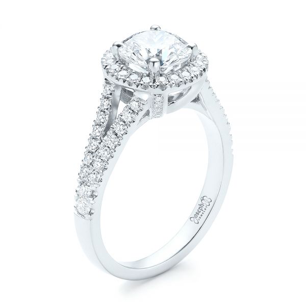 Custom Diamond Halo Engagement Ring - Image