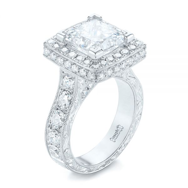 Custom Diamond Halo Engagement Ring - Image