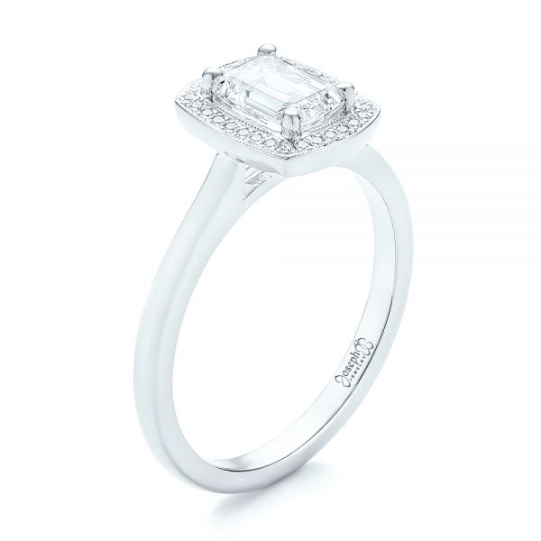 14k White Gold 14k White Gold Custom Diamond Halo Engagement Ring - Three-Quarter View -  103914