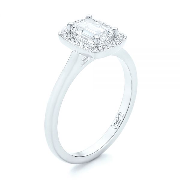 Platinum Platinum Custom Diamond Halo Engagement Ring - Three-Quarter View - 103914
