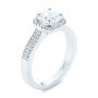  Platinum Custom Diamond Halo Engagement Ring - Three-Quarter View -  104070 - Thumbnail