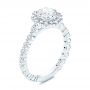 18k White Gold 18k White Gold Custom Diamond Halo Engagement Ring - Three-Quarter View -  106108 - Thumbnail