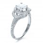 18k White Gold Custom Diamond Halo Engagement Ring - Three-Quarter View -  1128 - Thumbnail