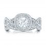  Platinum Custom Diamond Halo Engagement Ring - Three-Quarter View -  102119 - Thumbnail