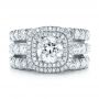  Platinum Custom Diamond Halo Engagement Ring - Three-Quarter View -  103139 - Thumbnail