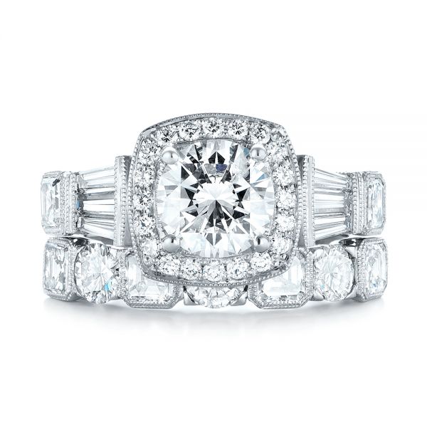  Platinum Custom Diamond Halo Engagement Ring - Top View -  103436