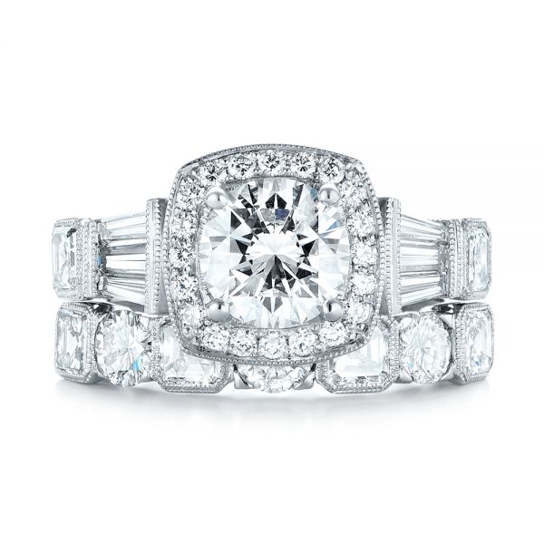 Platinum Custom Diamond Halo Engagement Ring - Top View - 103436