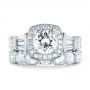  Platinum Custom Diamond Halo Engagement Ring - Top View -  103436 - Thumbnail