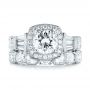 18k White Gold 18k White Gold Custom Diamond Halo Engagement Ring - Top View -  103436 - Thumbnail