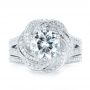 14k White Gold 14k White Gold Custom Diamond Halo Engagement Ring - Three-Quarter View -  103325 - Thumbnail