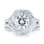 18k White Gold Custom Diamond Halo Engagement Ring - Three-Quarter View -  103325 - Thumbnail