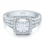  Platinum Custom Diamond Halo Engagement Ring - Flat View -  100098 - Thumbnail