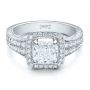 14k White Gold 14k White Gold Custom Diamond Halo Engagement Ring - Flat View -  100098 - Thumbnail