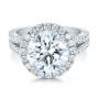  Platinum Custom Diamond Halo Engagement Ring - Flat View -  100484 - Thumbnail