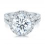  Platinum Custom Diamond Halo Engagement Ring - Flat View -  100484 - Thumbnail