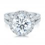 14k White Gold 14k White Gold Custom Diamond Halo Engagement Ring - Flat View -  100484 - Thumbnail