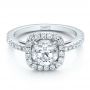18k White Gold 18k White Gold Custom Diamond Halo Engagement Ring - Flat View -  100629 - Thumbnail