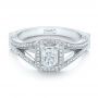 14k White Gold Custom Diamond Halo Engagement Ring - Flat View -  100651 - Thumbnail