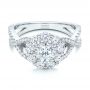 14k White Gold Custom Diamond Halo Engagement Ring - Flat View -  100874 - Thumbnail