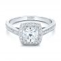  Platinum Custom Diamond Halo Engagement Ring - Flat View -  100924 - Thumbnail