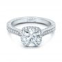 18k White Gold Custom Diamond Halo Engagement Ring - Flat View -  101183 - Thumbnail