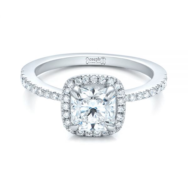  Platinum Custom Diamond Halo Engagement Ring - Flat View -  101224