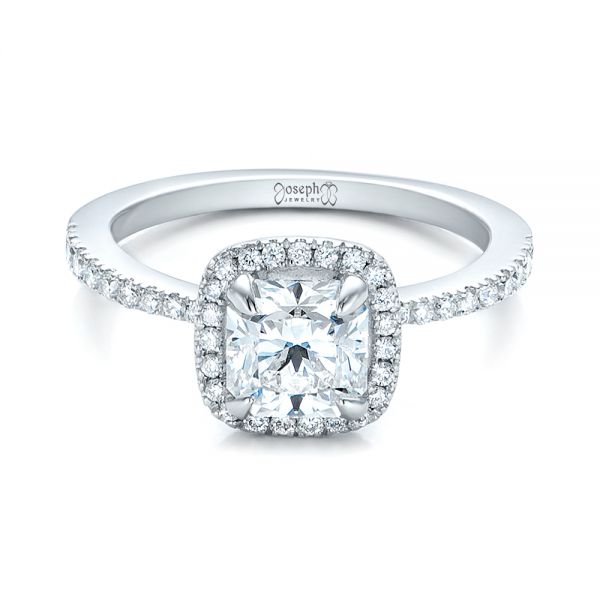 Platinum Custom Diamond Halo Engagement Ring - Flat View - 101224