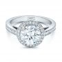 18k White Gold 18k White Gold Custom Diamond Halo Engagement Ring - Flat View -  101726 - Thumbnail