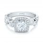  Platinum Platinum Custom Diamond Halo Engagement Ring - Flat View -  102021 - Thumbnail