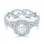 18k White Gold 18k White Gold Custom Diamond Halo Engagement Ring - Flat View -  102119 - Thumbnail
