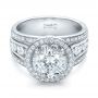 18k White Gold 18k White Gold Custom Diamond Halo Engagement Ring - Flat View -  102158 - Thumbnail