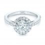 14k White Gold Custom Diamond Halo Engagement Ring - Flat View -  102260 - Thumbnail