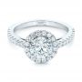 14k White Gold Custom Diamond Halo Engagement Ring - Flat View -  102260 - Thumbnail
