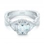 18k White Gold 18k White Gold Custom Diamond Halo Engagement Ring - Flat View -  102263 - Thumbnail