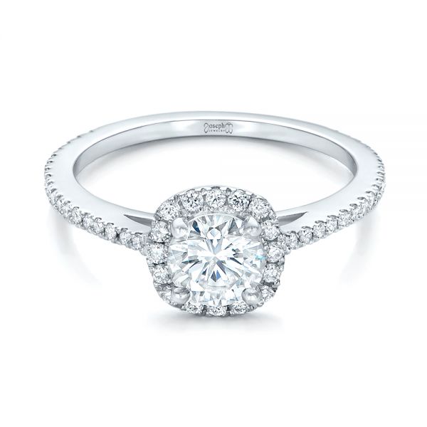 14k White Gold 14k White Gold Custom Diamond Halo Engagement Ring - Flat View -  102317