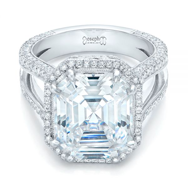 Platinum Custom Diamond Halo Engagement Ring - Flat View - 102368