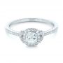 18k White Gold 18k White Gold Custom Diamond Halo Engagement Ring - Flat View -  102420 - Thumbnail
